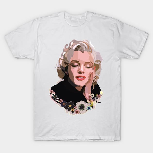 Marilyn Monroe with Flowers T-Shirt by annamckay